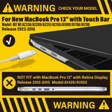 MacBook Pro 13 Inch Hard Shell Case with Keyboard Cover for M1 M2 Models (2016-2023) - Black A2338 A2289 A2251 A2159 Compatible - Front View