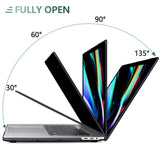 MacBook Pro 13 Inch Hard Shell Case with Keyboard Cover for M1 M2 Models (2016-2023) - Black A2338 A2289 A2251 A2159 Compatible - Rear View