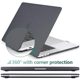 MacBook Pro 13 Inch Hard Shell Case with Keyboard Cover for M1 M2 Models (2016-2023) - Black A2338 A2289 A2251 A2159 Compatible