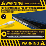 Navy Blue Hard Shell Case for MacBook Pro 13 Inch (2016-2023) with Keyboard Cover - Compatible with M1 M2 Models A2338/A2289/A2251/A2159 - Front View