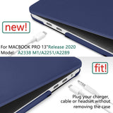 Navy Blue Hard Shell Case for MacBook Pro 13 Inch (2016-2023) with Keyboard Cover - Compatible with M1 M2 Models A2338/A2289/A2251/A2159 - Top-Down View