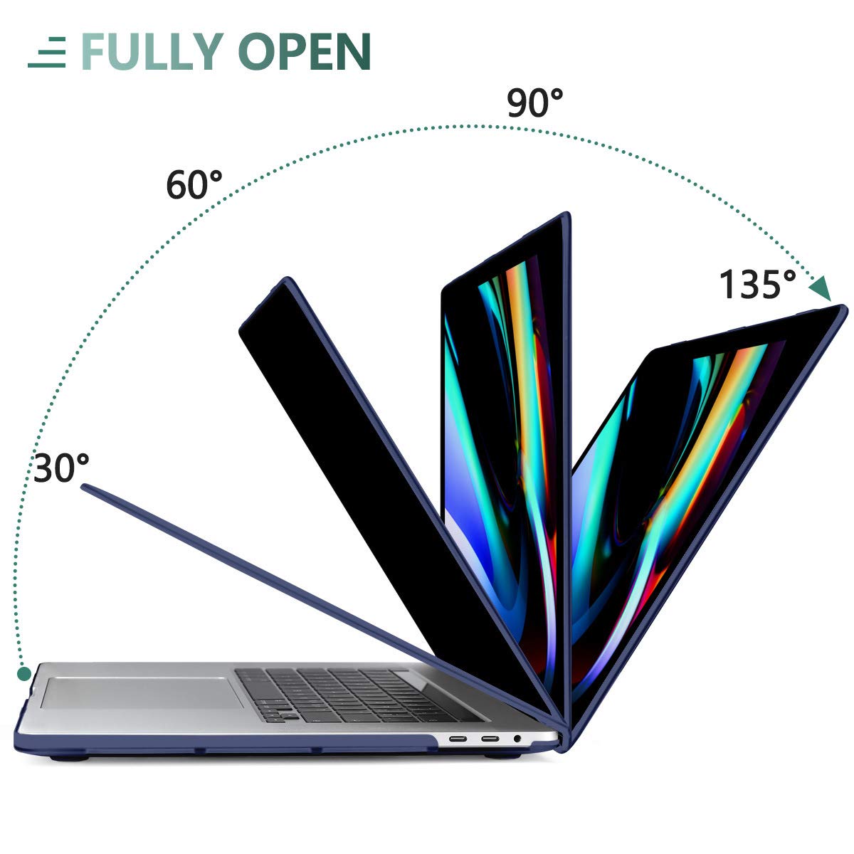 Navy Blue Hard Shell Case for MacBook Pro 13 Inch (2016-2023) with Keyboard Cover - Compatible with M1 M2 Models A2338/A2289/A2251/A2159