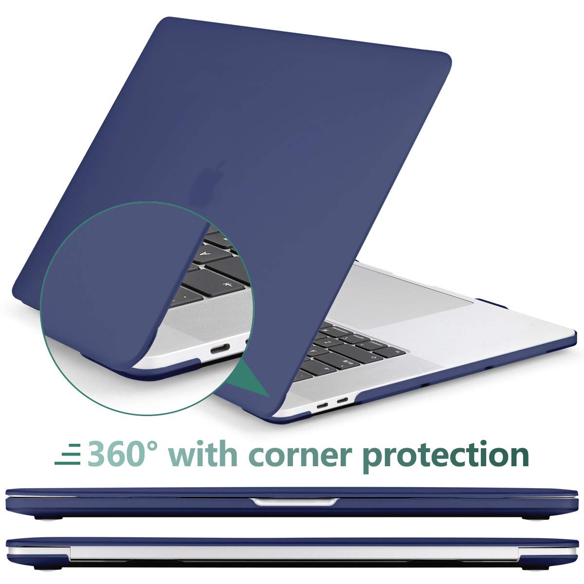 Navy Blue Hard Shell Case for MacBook Pro 13 Inch (2016-2023) with Keyboard Cover - Compatible with M1 M2 Models A2338/A2289/A2251/A2159