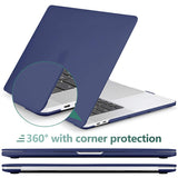 Navy Blue Hard Shell Case for MacBook Pro 13 Inch (2016-2023) with Keyboard Cover - Compatible with M1 M2 Models A2338/A2289/A2251/A2159 - Low Angle