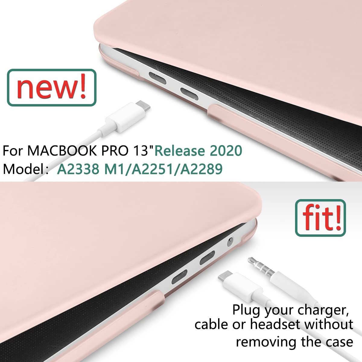 Chic Pink Hard Shell Cover for 2016-2023 MacBook Pro 13 Inch with Keyboard Protector - M1 M2 Compatible (A2338 A2289 A2251 A2159)