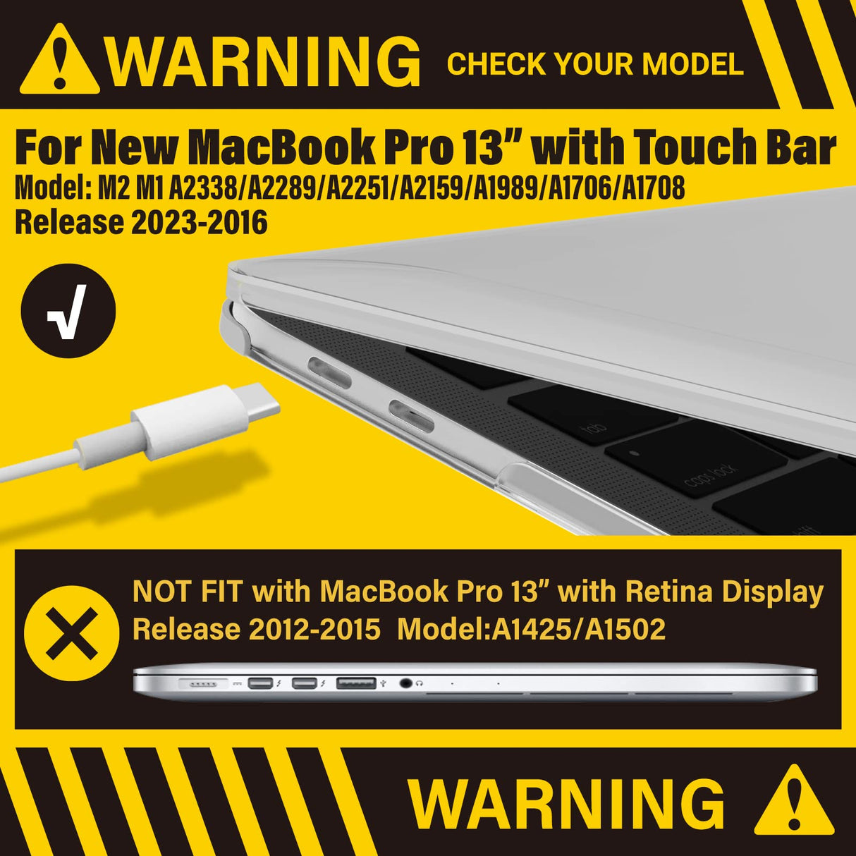 Frosted Hard Shell Case and Keyboard Cover for MacBook Pro 13 Inch (2016-2023) M1 M2 Models - A2338 A2289 A2251 A2159 - White