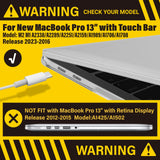 Frosted Hard Shell Case and Keyboard Cover for MacBook Pro 13 Inch (2016-2023) M1 M2 Models - A2338 A2289 A2251 A2159 - White - Front View
