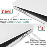 Frosted Hard Shell Case and Keyboard Cover for MacBook Pro 13 Inch (2016-2023) M1 M2 Models - A2338 A2289 A2251 A2159 - White - 45-Degree Angle