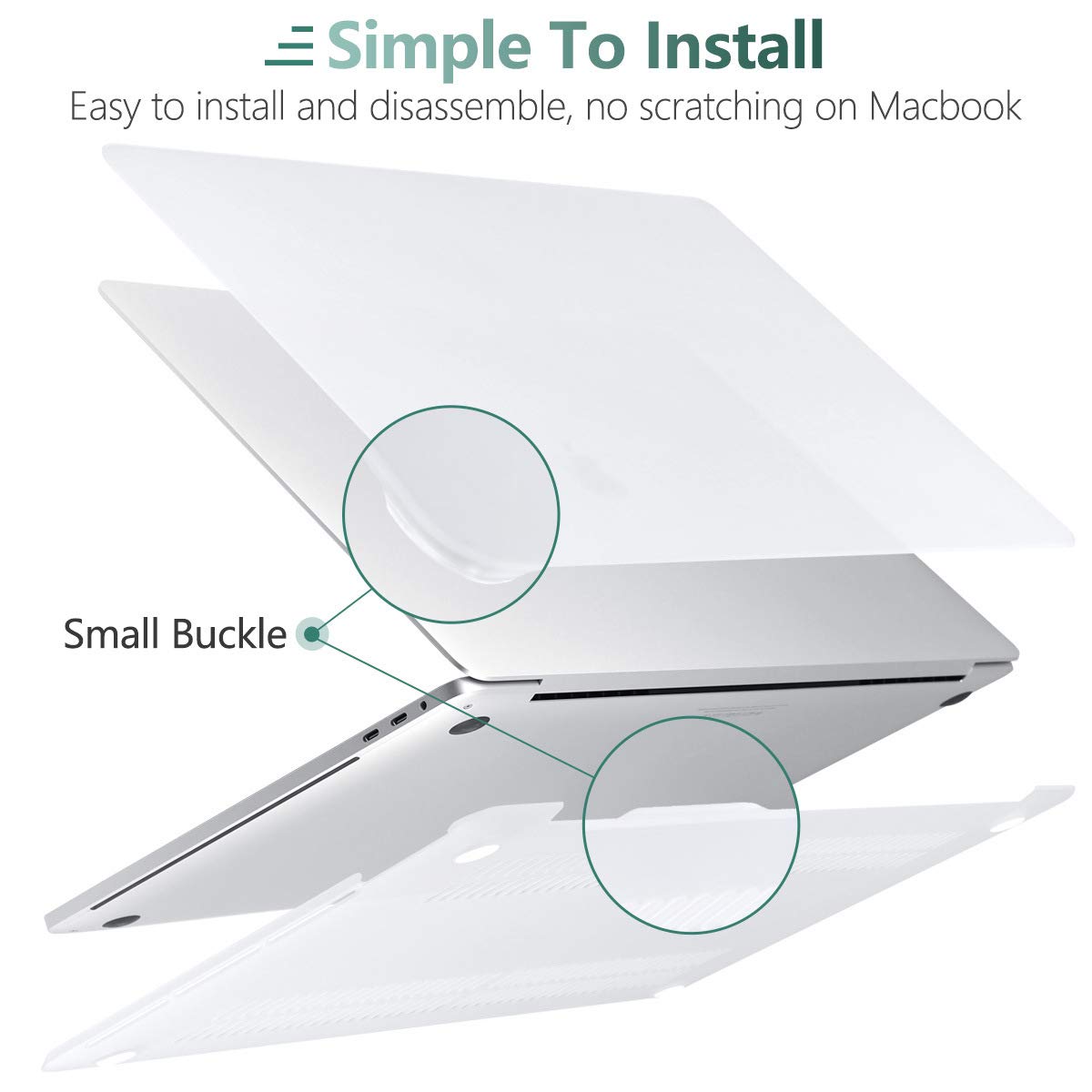 Frosted Hard Shell Case and Keyboard Cover for MacBook Pro 13 Inch (2016-2023) M1 M2 Models - A2338 A2289 A2251 A2159 - White