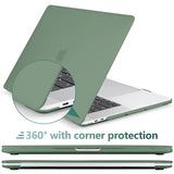 Midnight Green Hardshell MacBook Pro Case with Keyboard Cover for 13 M1 M2 Models (2016-2023) A2338 A2289 A2251 A2159 - Close-Up Angle