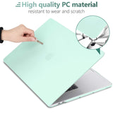 Protective Green Hard Shell Case for MacBook Pro 13 Inch (2016-2023) M1 M2 Models with Keyboard Skin Cover - Low Angle