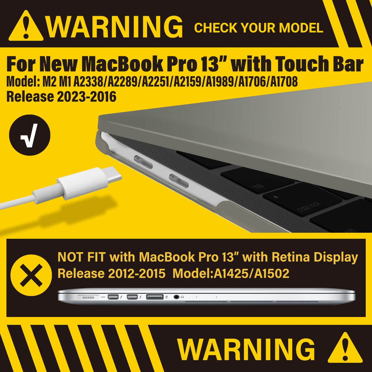 Frosted Hard Shell Cover with Keyboard Skin for 13-Inch MacBook Pro (2016-2023) - Fits M1/M2 Models A2338/A2289/A2251/A2159