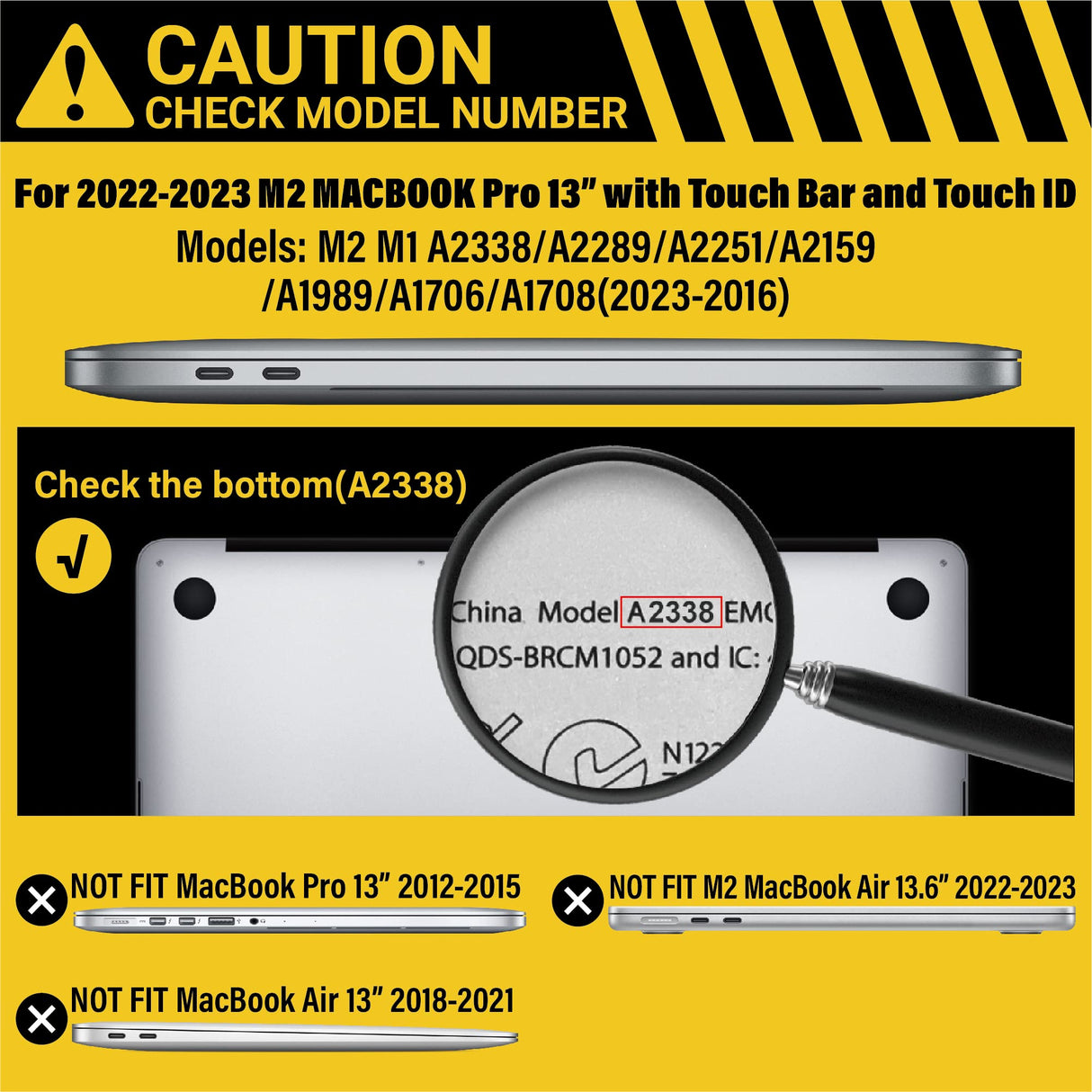 Frosted Hard Shell Cover with Keyboard Skin for 13-Inch MacBook Pro (2016-2023) - Fits M1/M2 Models A2338/A2289/A2251/A2159