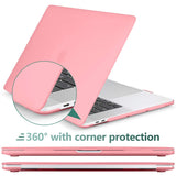 Frosted Pink Hard Shell Case for MacBook Pro 13 (2016-2023) with Keyboard Cover - Compatible with M1/M2 Models - Close-Up Angle