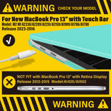 Turquoise Hard Shell Case with Keyboard Cover for MacBook Pro 13 Inch (2016-2023) M1 M2 Models - A2338 A2289 A2251 A2159 - Front View