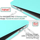 Turquoise Hard Shell Case with Keyboard Cover for MacBook Pro 13 Inch (2016-2023) M1 M2 Models - A2338 A2289 A2251 A2159 - Top-Down View