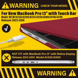 Wine Red Hard Shell Case with Keyboard Cover for 13-Inch MacBook Pro (2016-2023, M1/M2) - Front View