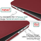 Wine Red Hard Shell Case with Keyboard Cover for 13-Inch MacBook Pro (2016-2023, M1/M2) - Top-Down View