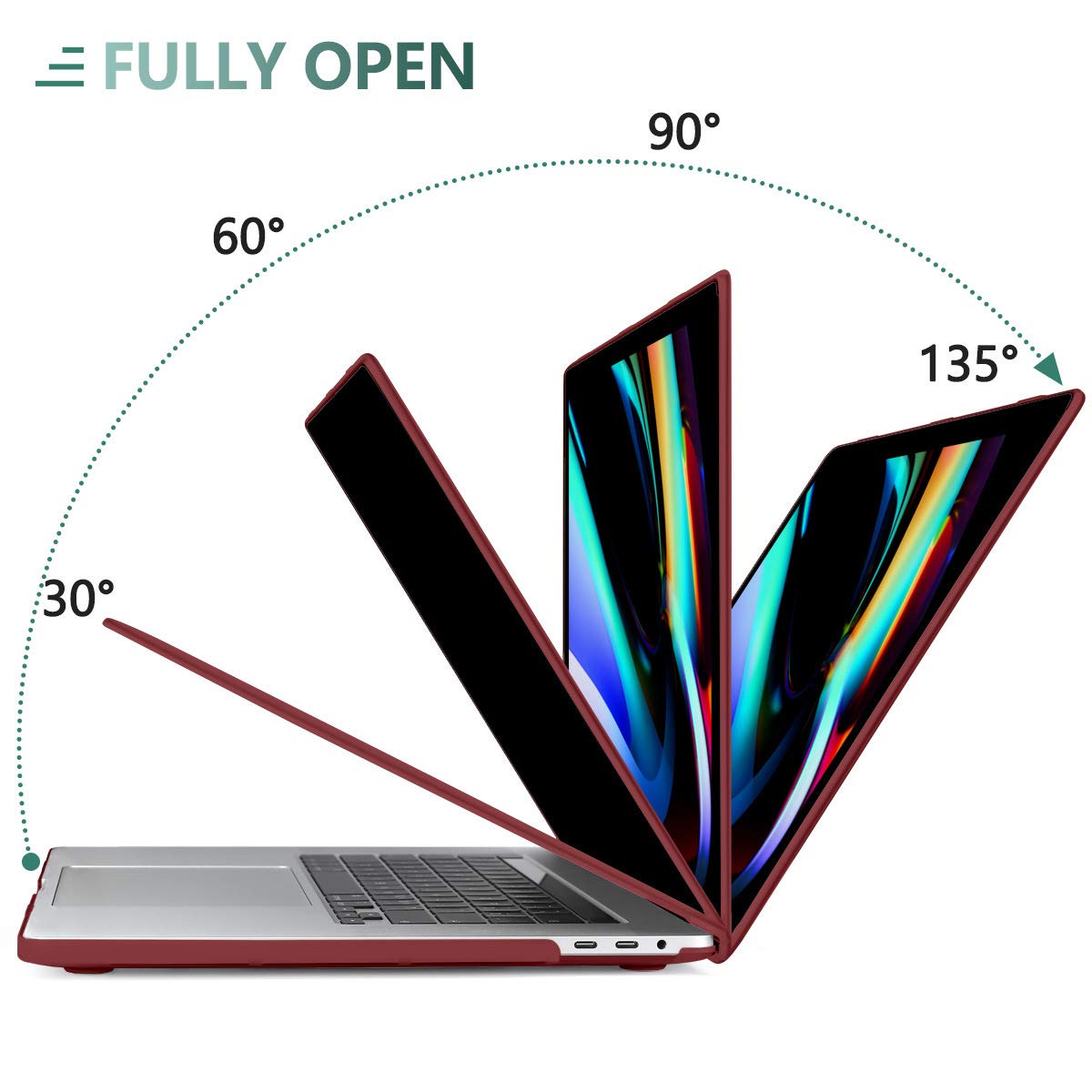 Wine Red Hard Shell Case with Keyboard Cover for 13-Inch MacBook Pro (2016-2023, M1/M2)
