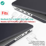 MacBook Pro 14 M2/M1 Hardshell Case with Keyboard Cover - Black (2023/2022/2021 Model A2779 & A2442) - Rear View