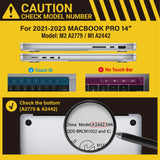 Hardshell Case and Keyboard Cover for 14 MacBook Pro M2 A2779 & M1 A2442 - Blue - 2021-2023 Model Compatibility - Front View