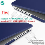Hardshell Case and Keyboard Cover for 14 MacBook Pro M2 A2779 & M1 A2442 - Blue - 2021-2023 Model Compatibility