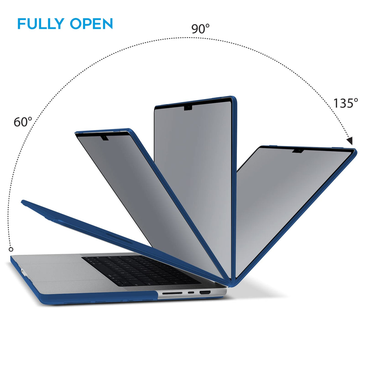 Hardshell Case and Keyboard Cover for 14 MacBook Pro M2 A2779 & M1 A2442 - Blue - 2021-2023 Model Compatibility