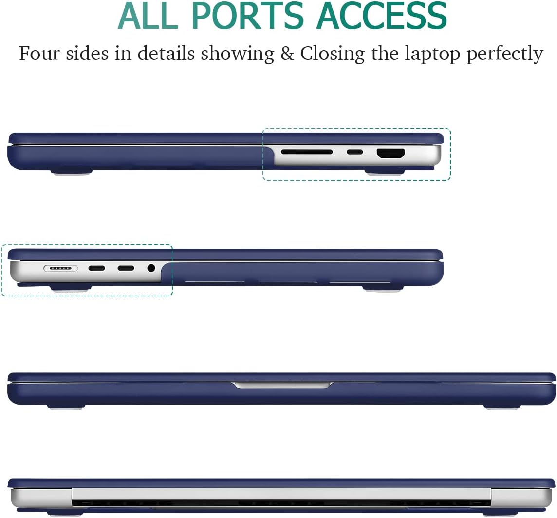Hardshell Case and Keyboard Cover for 14 MacBook Pro M2 A2779 & M1 A2442 - Blue - 2021-2023 Model Compatibility