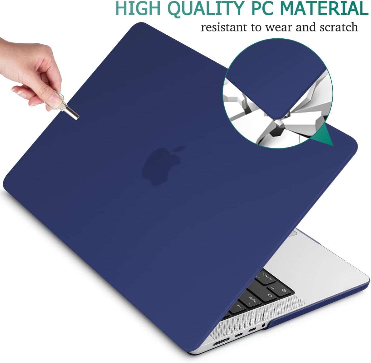Hardshell Case and Keyboard Cover for 14 MacBook Pro M2 A2779 & M1 A2442 - Blue - 2021-2023 Model Compatibility