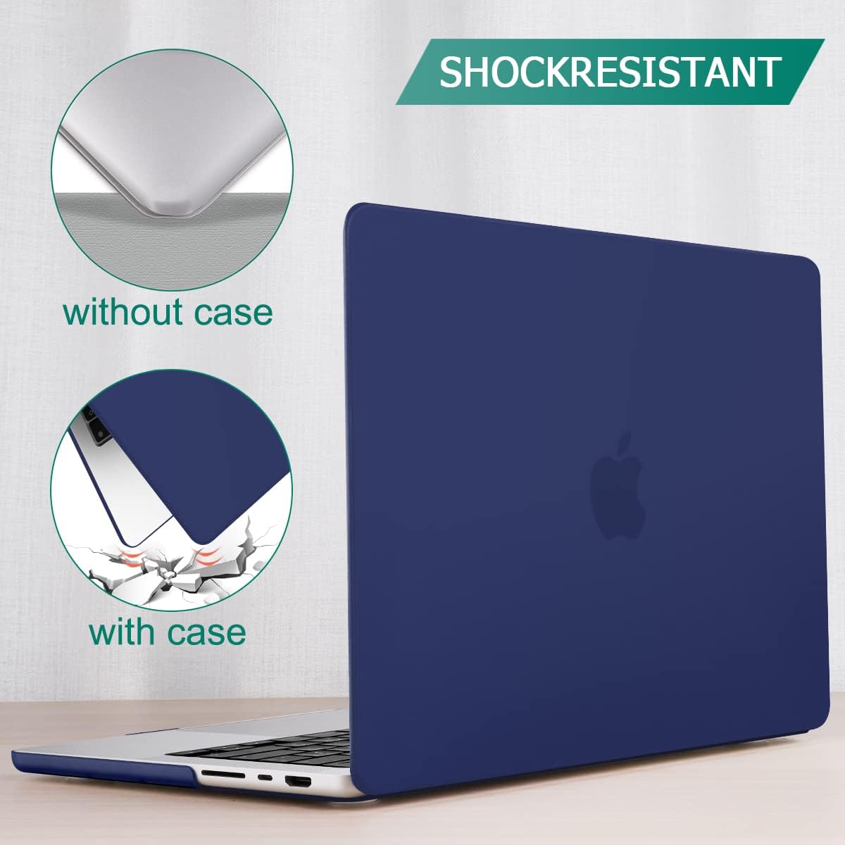 Hardshell Case and Keyboard Cover for 14 MacBook Pro M2 A2779 & M1 A2442 - Blue - 2021-2023 Model Compatibility