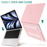 Stylish Pink Hardshell Case with Keyboard Cover for 14 MacBook Pro M2 A2779 & M1 A2442 (2021-2023) - Low Angle
