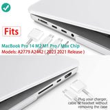 Protective Hardshell Case & Keyboard Cover for 14 MacBook Pro M2 A2779 & M1 A2442 (2021-2023) - White - Side View