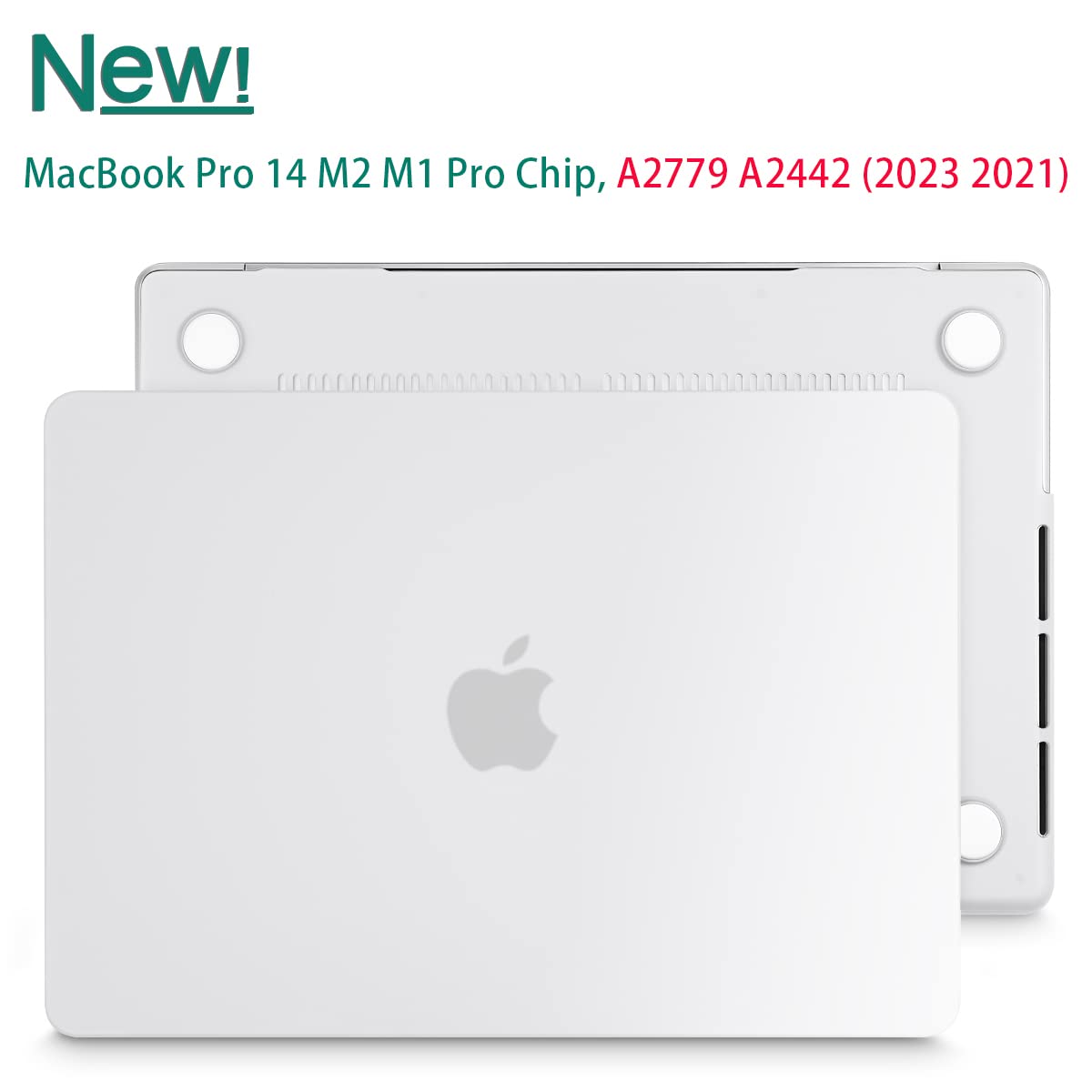Protective Hardshell Case & Keyboard Cover for 14 MacBook Pro M2 A2779 & M1 A2442 (2021-2023) - White