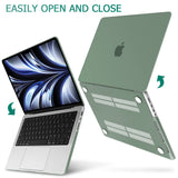 Midnight Green Hardshell Case with Keyboard Cover for 14 MacBook Pro M2 A2779 & M1 A2442 (2021-2023) - Close-Up Angle