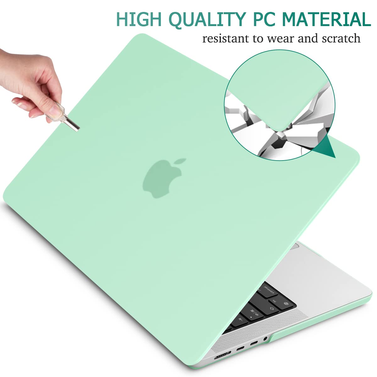 14-Inch MacBook Pro 2021-2023 Hardshell Case with Keyboard Cover in Green for M2 A2779 and M1 A2442
