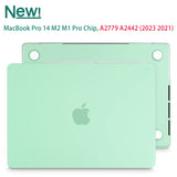 14-Inch MacBook Pro 2021-2023 Hardshell Case with Keyboard Cover in Green for M2 A2779 and M1 A2442 - Low Angle