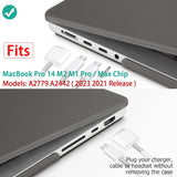 Suitable for  MacBook Pro 14 Max Inch Case 2023 2022 2021 M2 A2779 M1 A2442 Hardshell Case Keyboard Cover Grey - Top-Down View