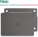 Suitable for  MacBook Pro 14 Max Inch Case 2023 2022 2021 M2 A2779 M1 A2442 Hardshell Case Keyboard Cover Grey - Low Angle