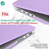 Suitable for  MacBook Pro 14 Max Inch Case 2023 2022 2021 M2 A2779 M1 A2442 Hardshell Case Keyboard Cover Purple - Side View