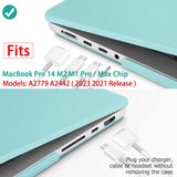 Suitable for  MacBook Pro 14 Max Inch Case 2023 2022 2021 M2 A2779 M1 A2442 Hardshell Case Keyboard Cover Turquoise - Side View