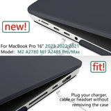 Suitable for  MacBook Pro 16 inch Case 2023 2022 2021 M2 A2780 A2485 M1 Pro/Max Hard Shell Case Keyboard Cover Black - 45-Degree Angle