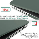 Midnight Green Hard Shell Case and Keyboard Cover for MacBook Pro 16 (2023, 2022, 2021) M2 A2780 A2485 M1 Pro/Max
