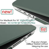 Midnight Green Hard Shell Case and Keyboard Cover for MacBook Pro 16 (2023, 2022, 2021) M2 A2780 A2485 M1 Pro/Max - Top-Down View