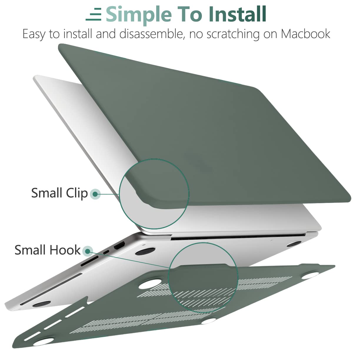 Midnight Green Hard Shell Case and Keyboard Cover for MacBook Pro 16 (2023, 2022, 2021) M2 A2780 A2485 M1 Pro/Max