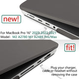 Suitable for  MacBook Pro 16 inch Case 2023 2022 2021 M2 A2780 A2485 M1 Pro/Max Hard Shell Case Keyboard Cover Grey - Side View