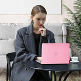 Stylish Pink Hard Shell Case with Keyboard Cover for MacBook Pro 16 (2021-2023) M2/M1 Pro/Max - Model A2780/A2485 Compatible - Close-Up Angle
