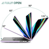 MacBook Pro 16 Inch 2023/2022/2021 M2/M1 Pro/Max Hard Shell Case with Keyboard Cover - Purple - Close-Up Angle