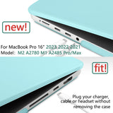 Turquoise Hard Shell Case with Keyboard Cover for MacBook Pro 16 (2023/2022/2021, M2/M1 Pro/Max) - Model A2780 & A2485 Compatible - Side View