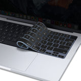 Keyboard Cover Skin For MacBook Air Pro 13 13.6 14 15.3 16 A2442 A2779 A2485 A2780 A2681 A2941 M1 M2 2021 to 2023 Black - Side View