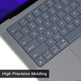 Keyboard Cover Skin For MacBook Air Pro 13 13.6 14 15.3 16 A2442 A2779 A2485 A2780 A2681 A2941 M1 M2 2021 to 2023 Grey - Top-Down View
